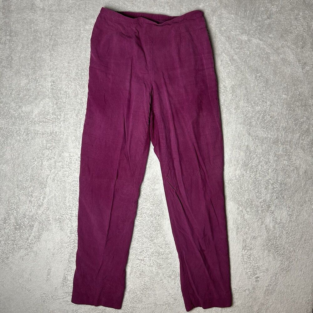 NANCY BOLEN Silk Purple Pants Size 4 Dressy Straight Leg Side Zip Vintage ￼